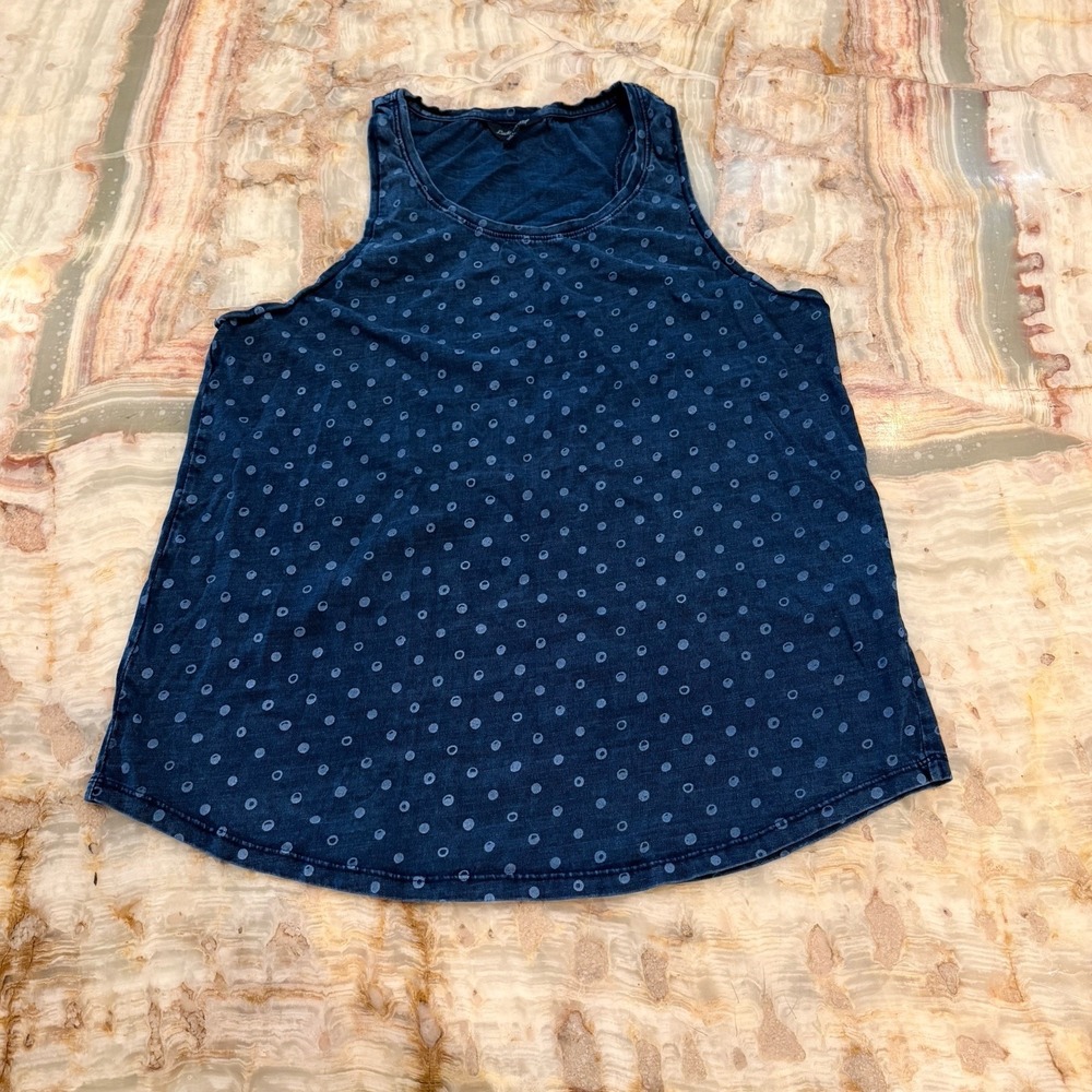 Lucky Brand Womens XL Blue Polka Dot Sleeveless Knit Tank Top